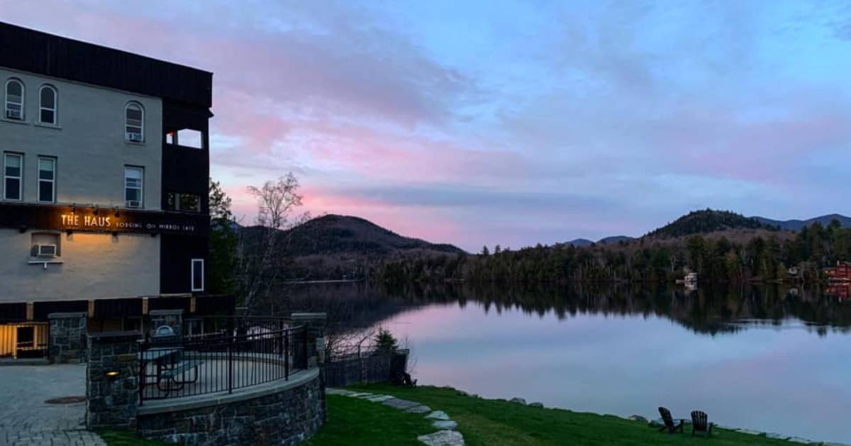 The Haus by Mirror Lake at sunset