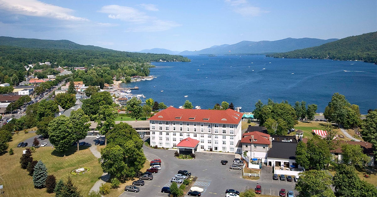 aerial view of fort william henry in the summer