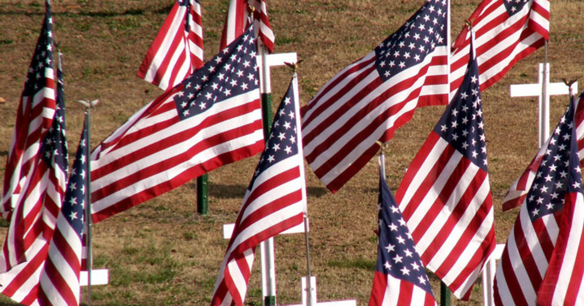 american flags standing in the ground