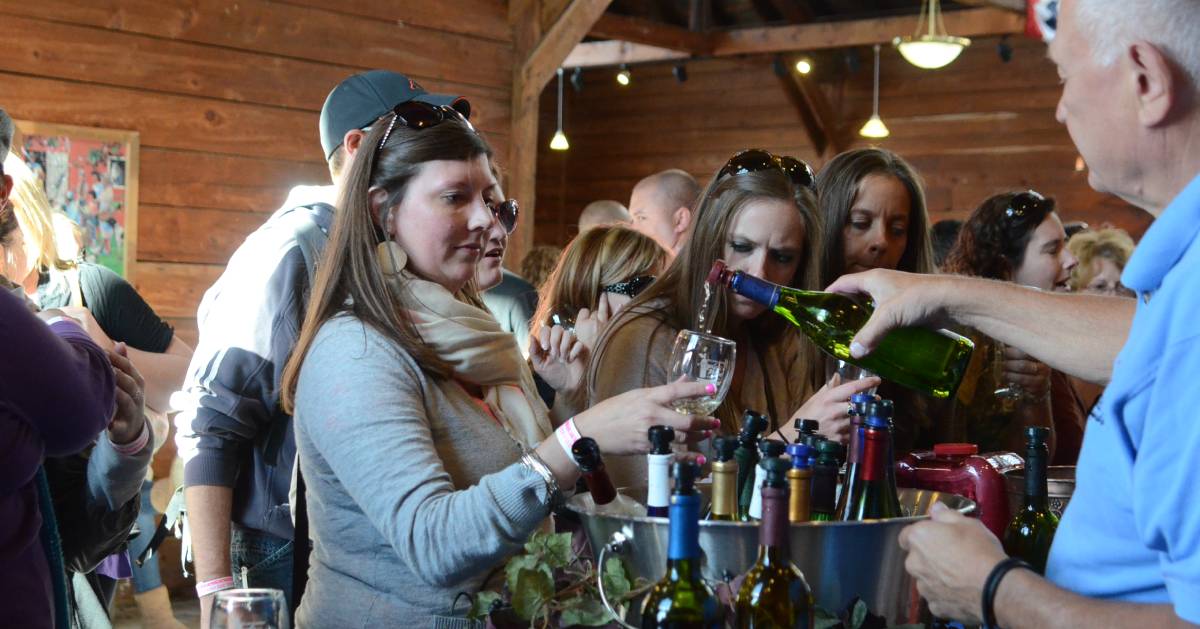 people at wine sampling area