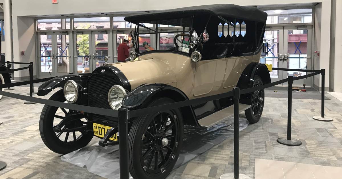 a classic truck on display indoors