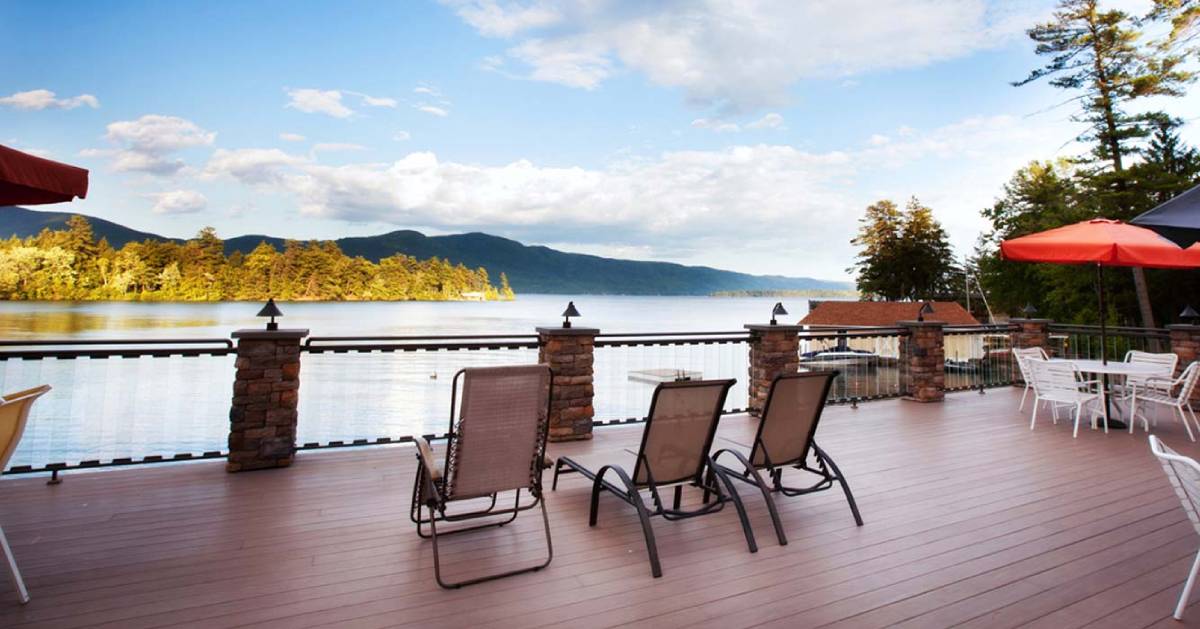 view of back deck with yellow foliage