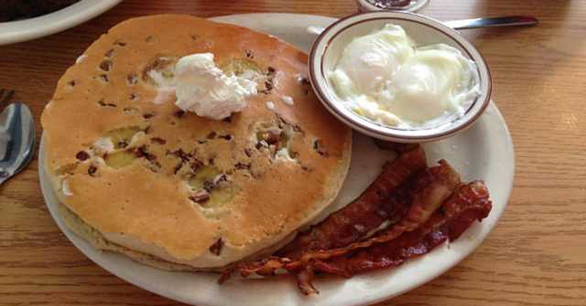 pancakes and bacon on a plate