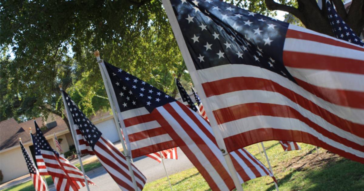 flags posted in the ground