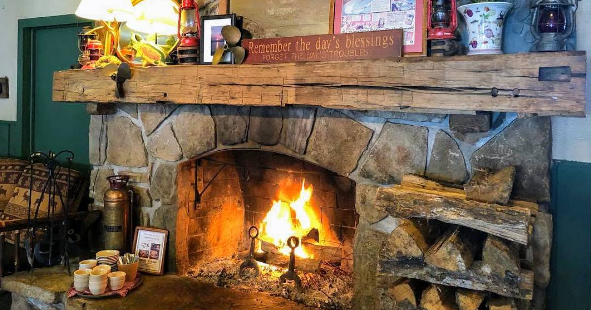 fireplace in restaurant