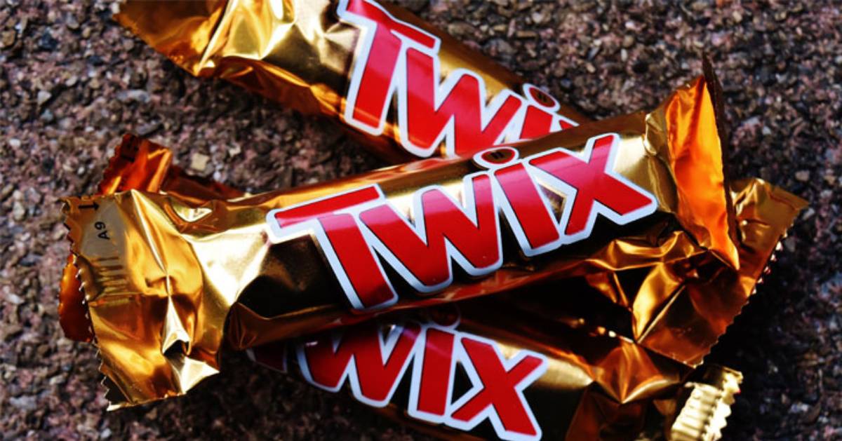 three full-sized twix bars stacked together