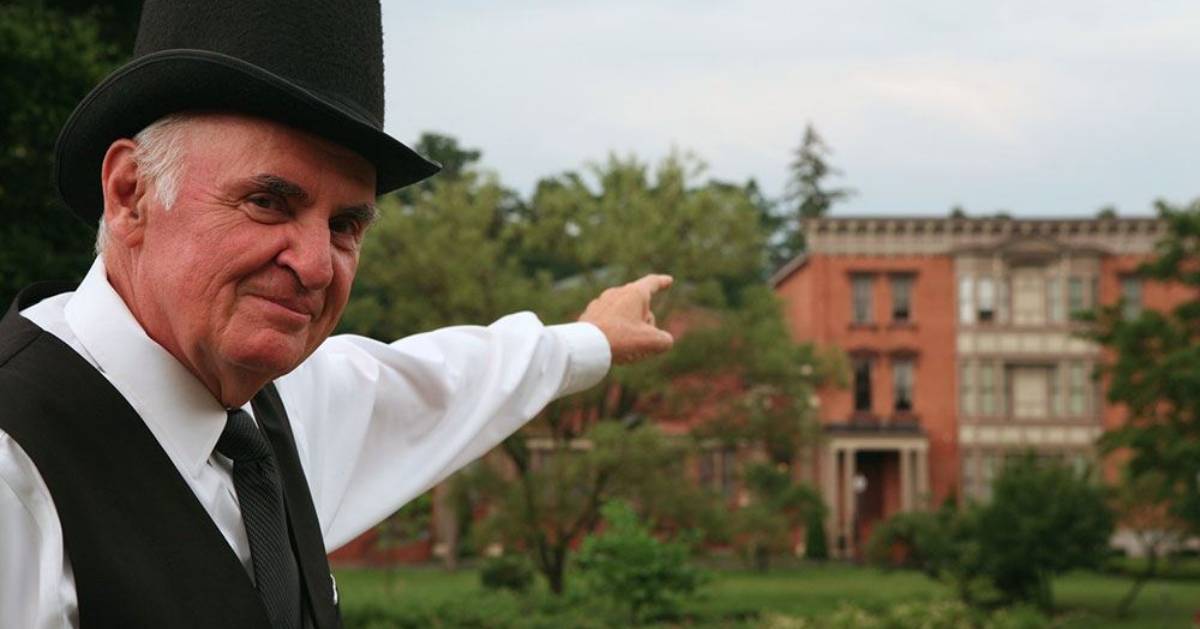 man pointing at Canfield Casino