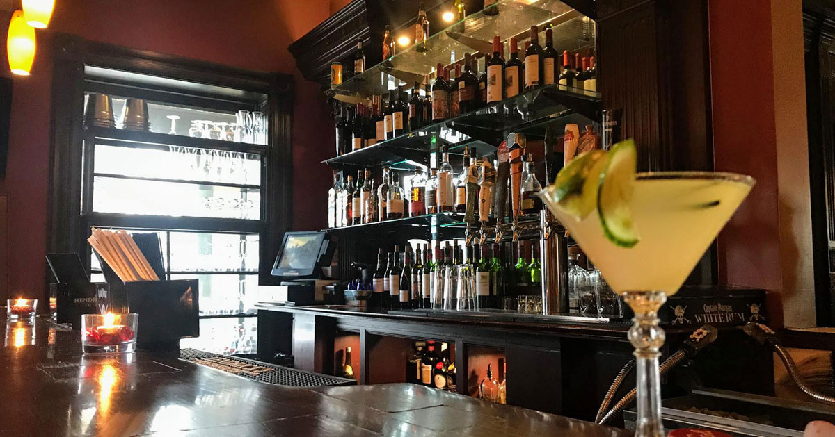 a martini on a bar
