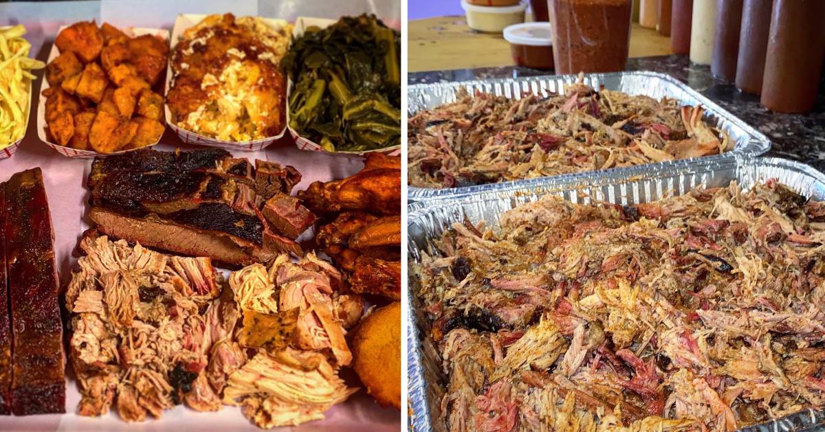 split image of BBQ food one on each side