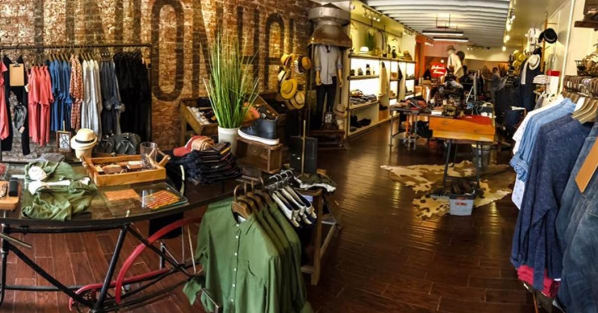 mens clothing on display inside a store