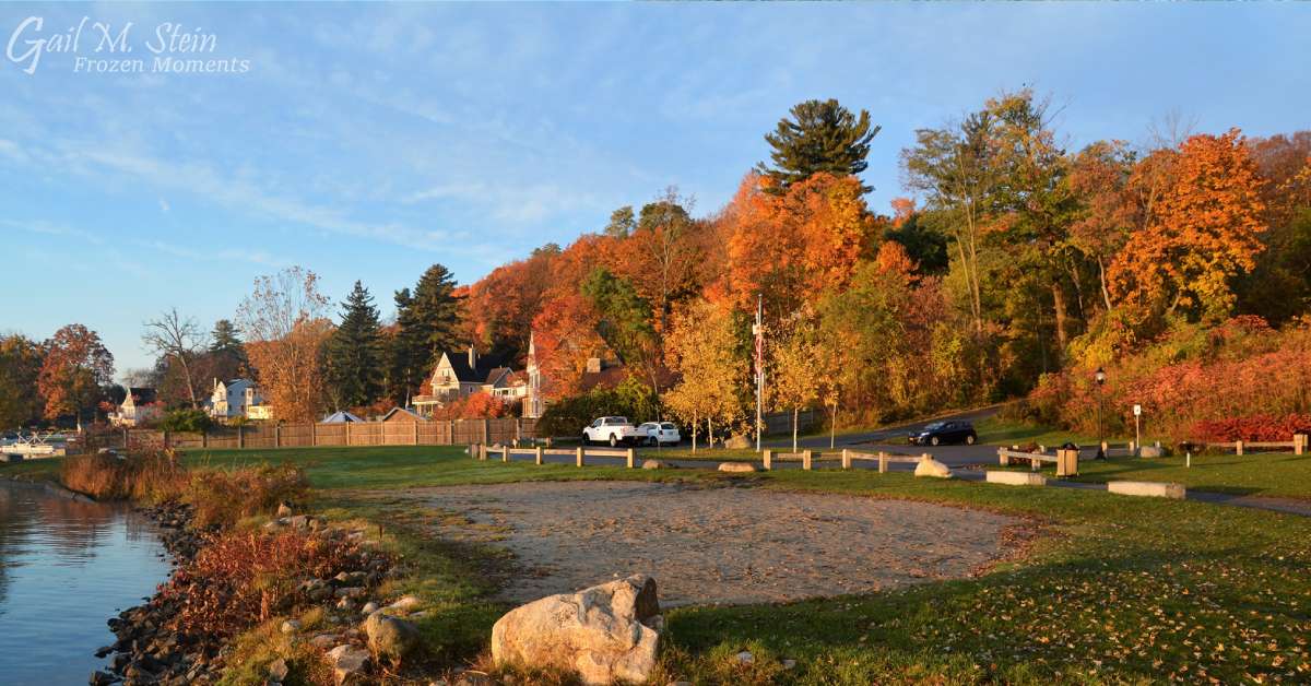 parking area near a lake shoreline