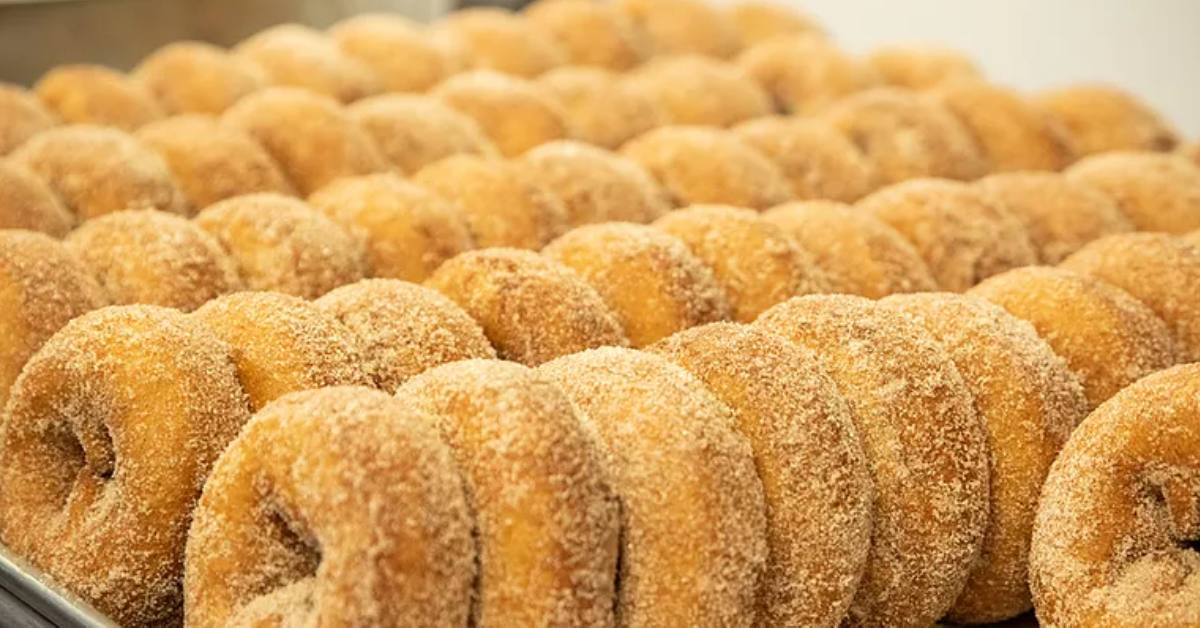 cider donuts on a tray