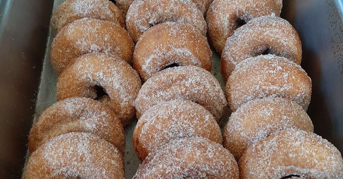a tray of cider donuts