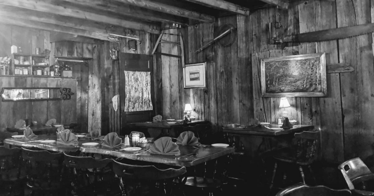black and white image of Anvil Inn restaurant