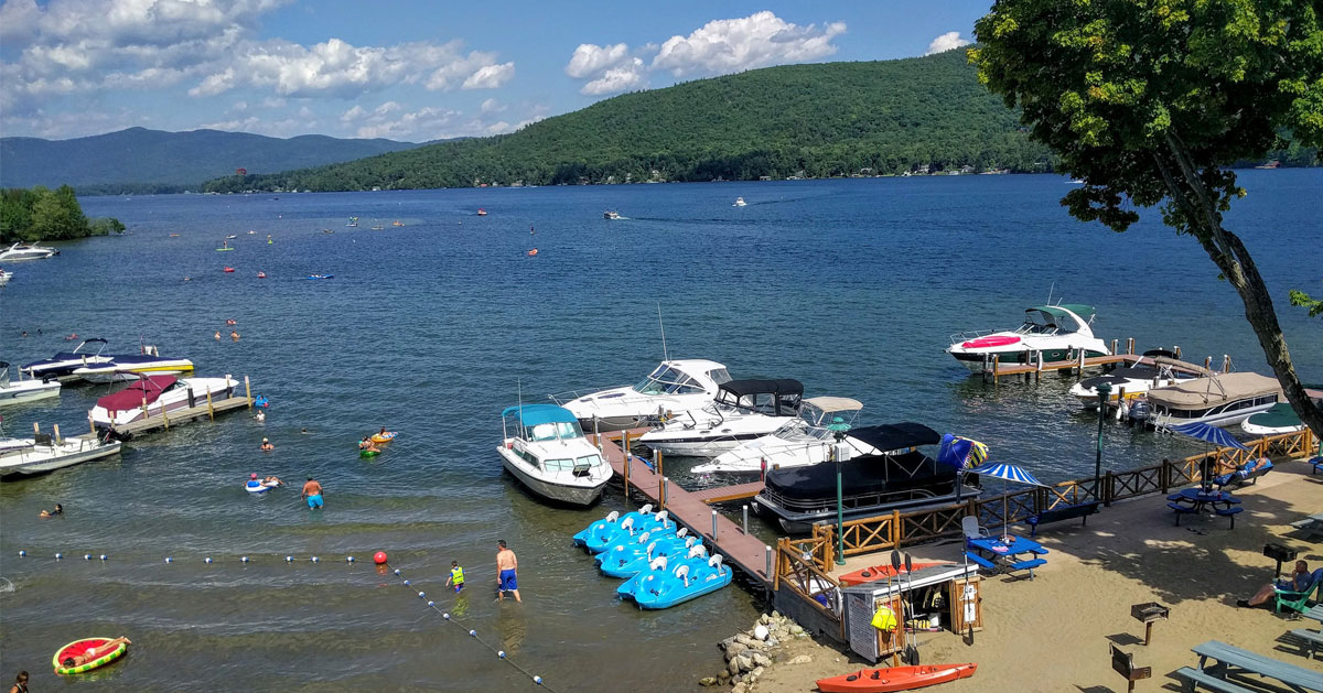 a beach by the lake