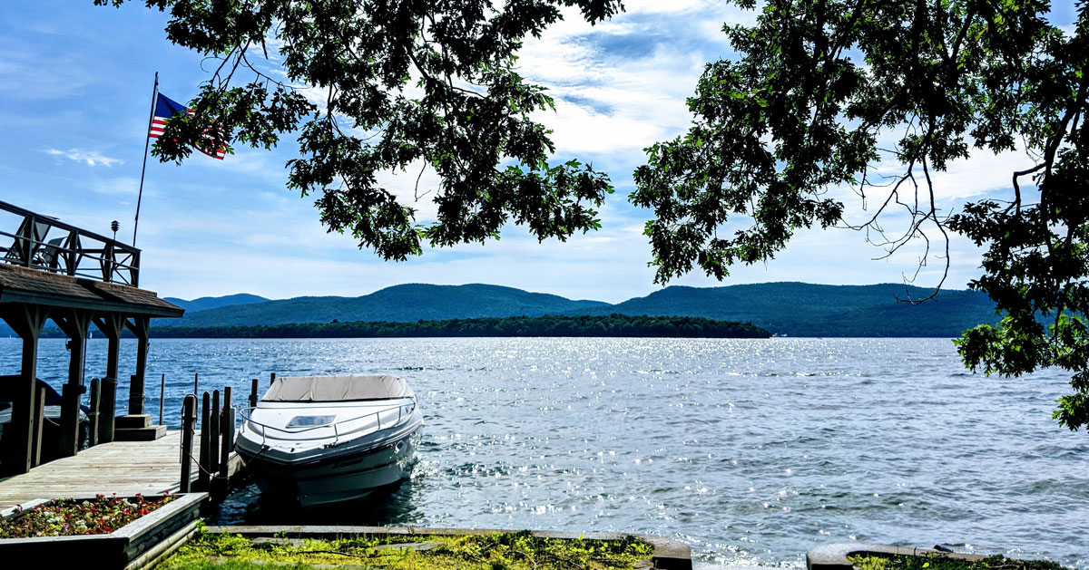 a boat by the lake