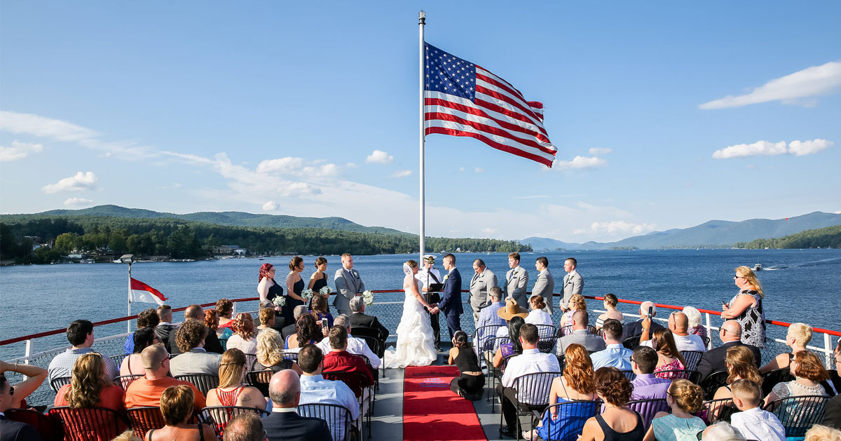 boat wedding on the lake