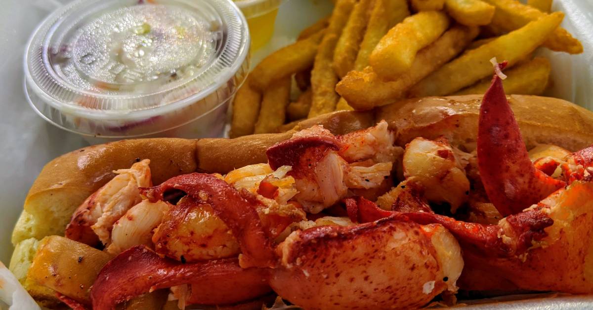 lobster roll and fries