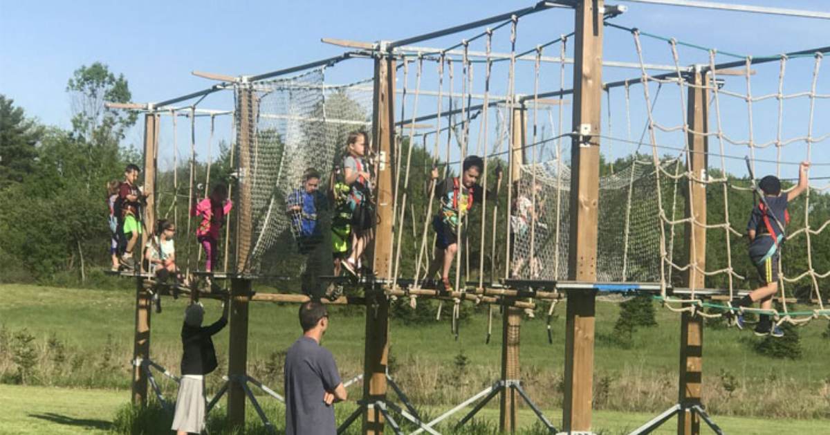 kids on a small ropes course