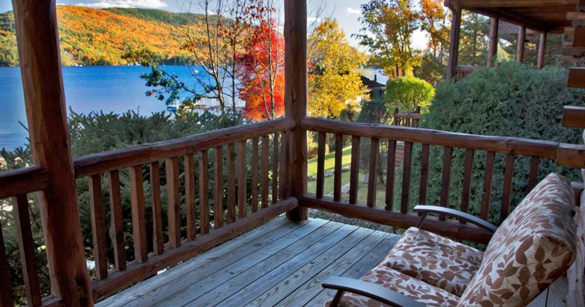 view from a deck of fall folige