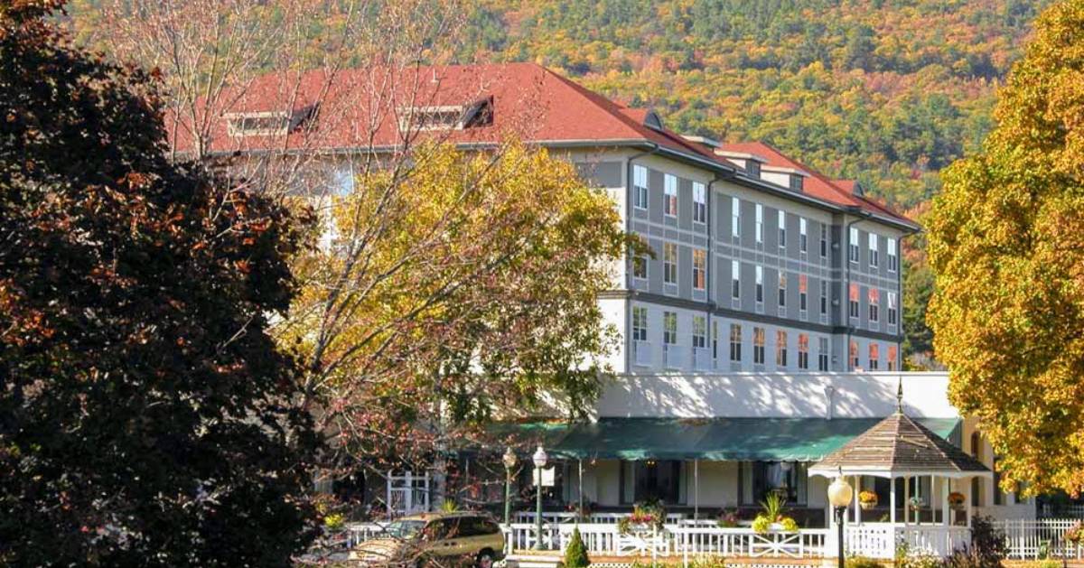 hotel surrounded by fall foliage