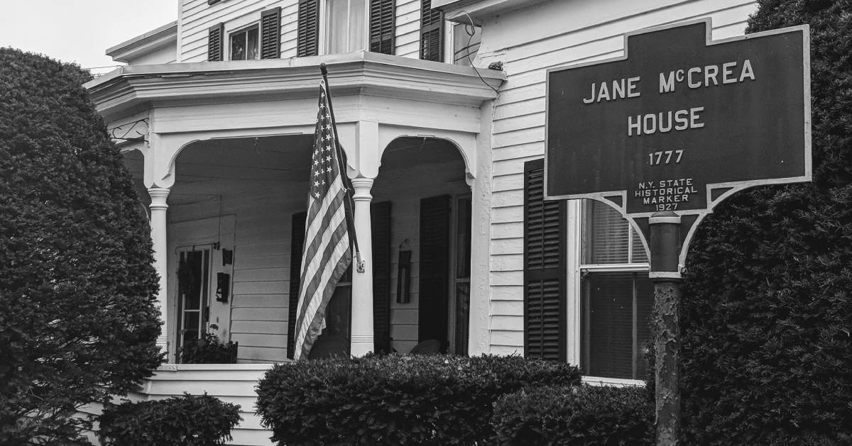 Jane McCrea house and sign