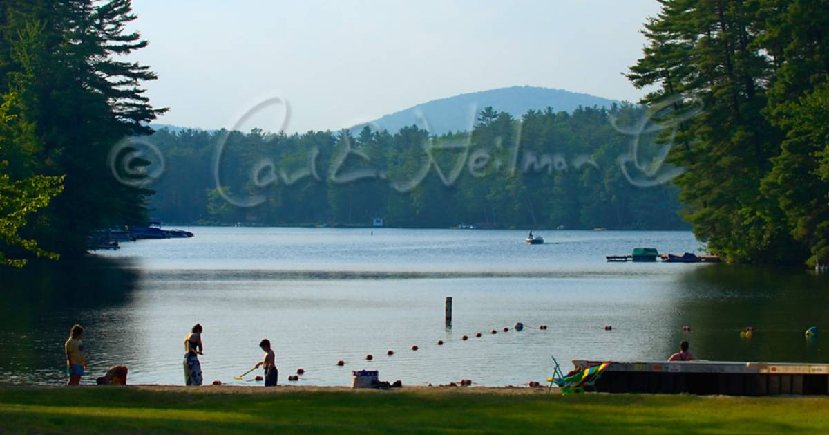 kids playing by a lake