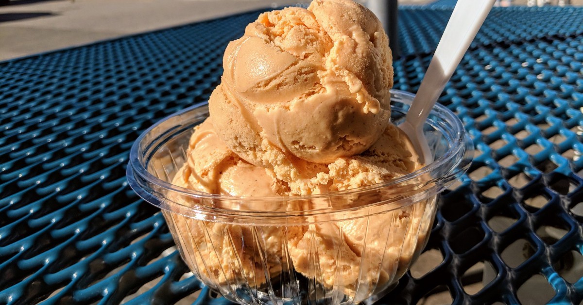 pumpkin ice cream in a dish