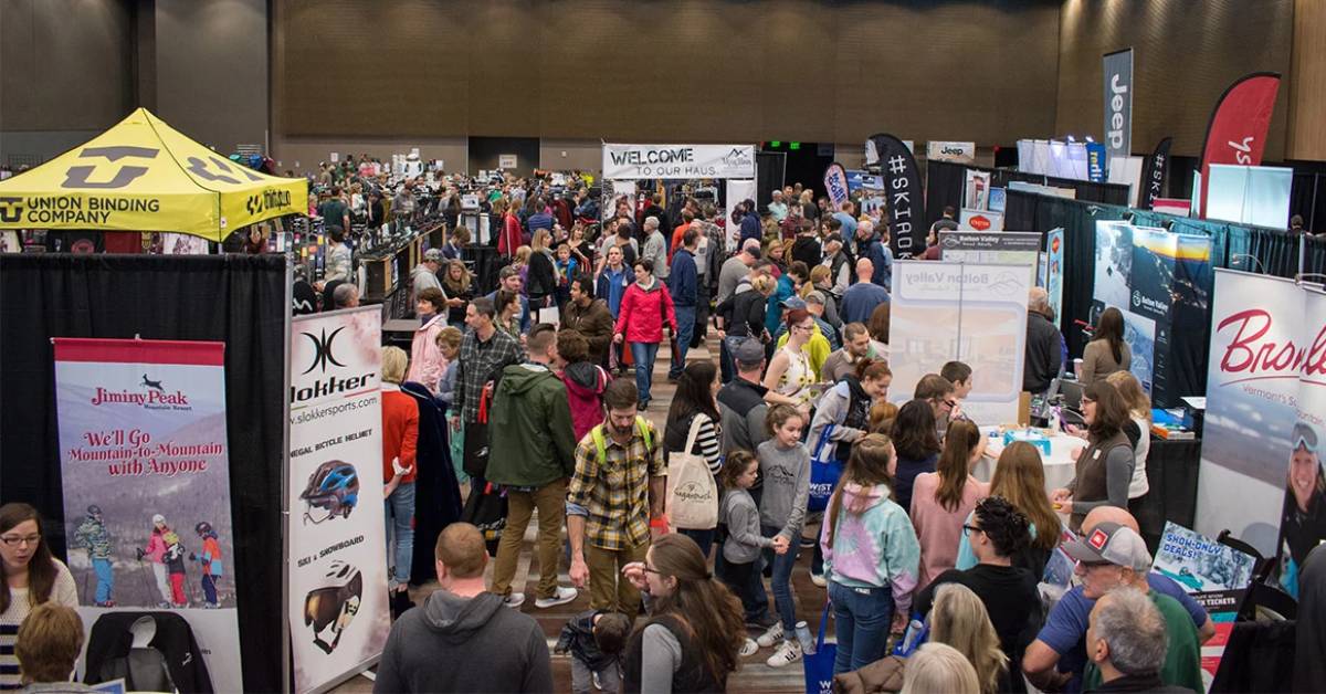 people attending a ski expo