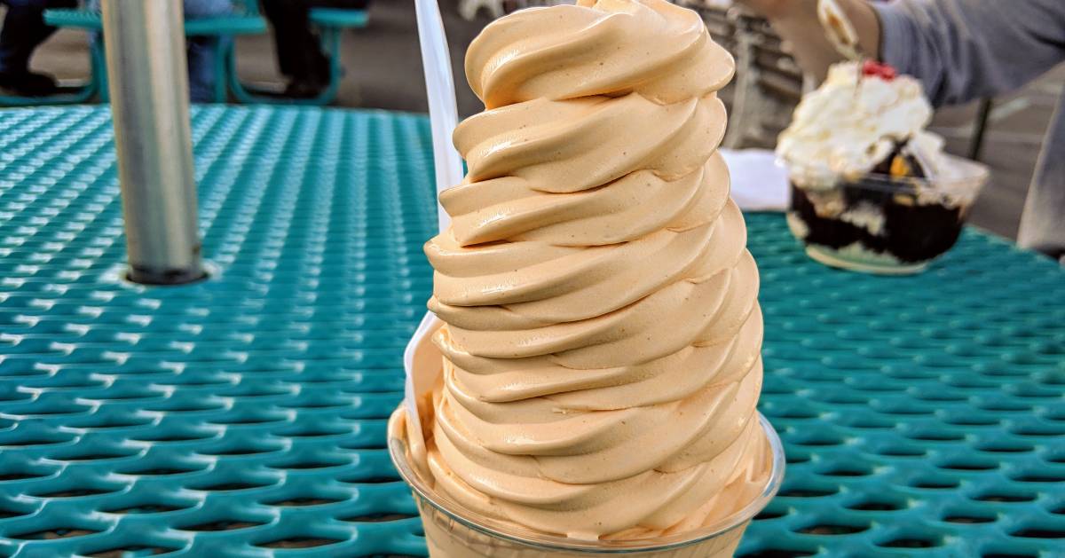 dish of soft serve pumpkin ice cream