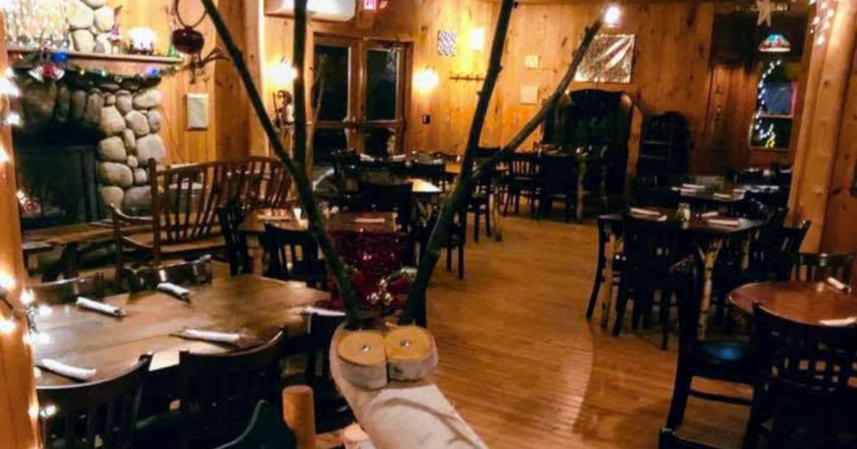 Adirondack restaurant with fireplace