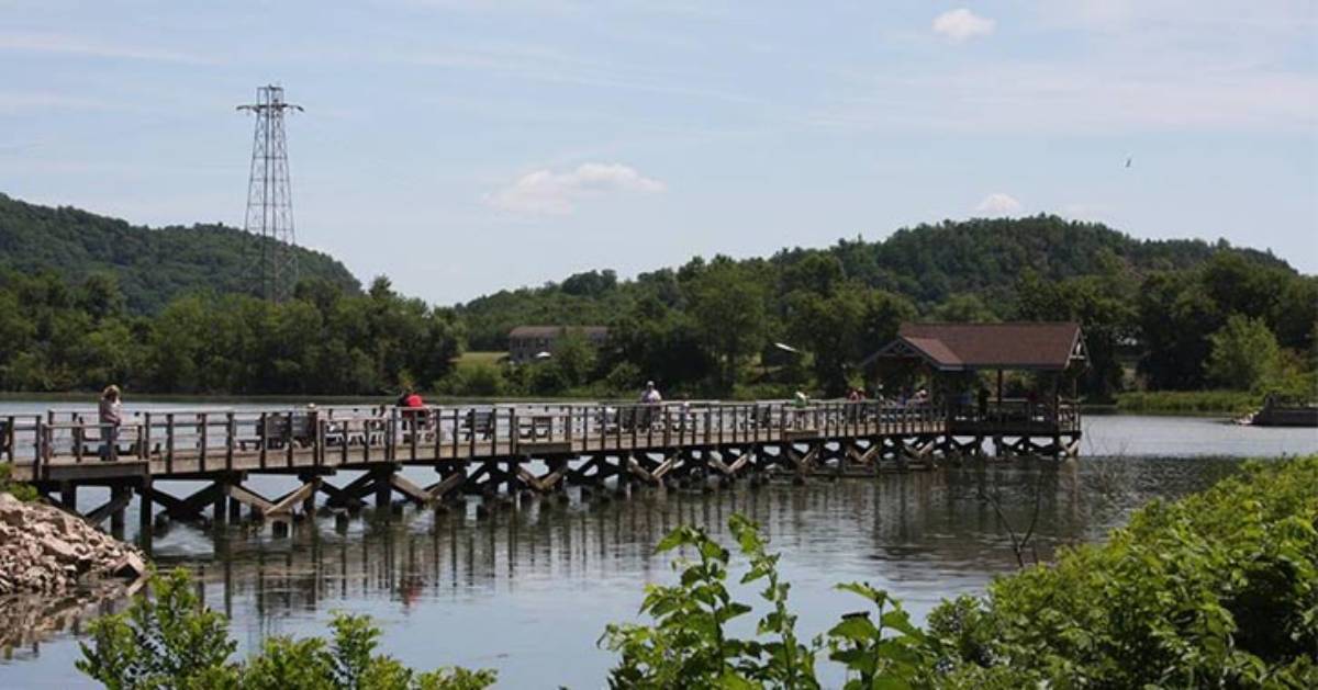 a pier on a lake