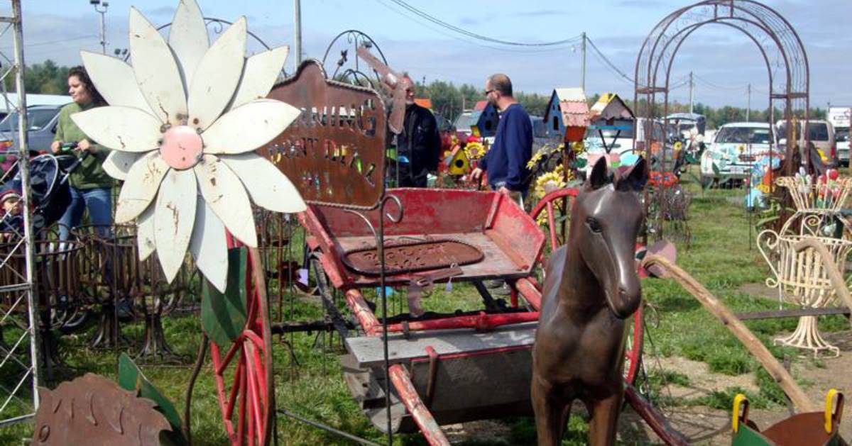 items for sale at an antique fair