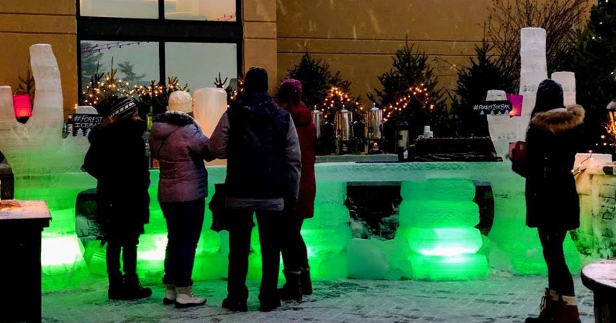 people at an ice bar