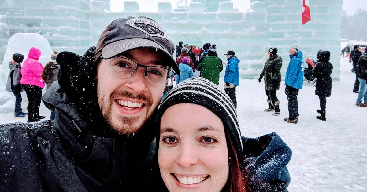 couple selfie at ice palace