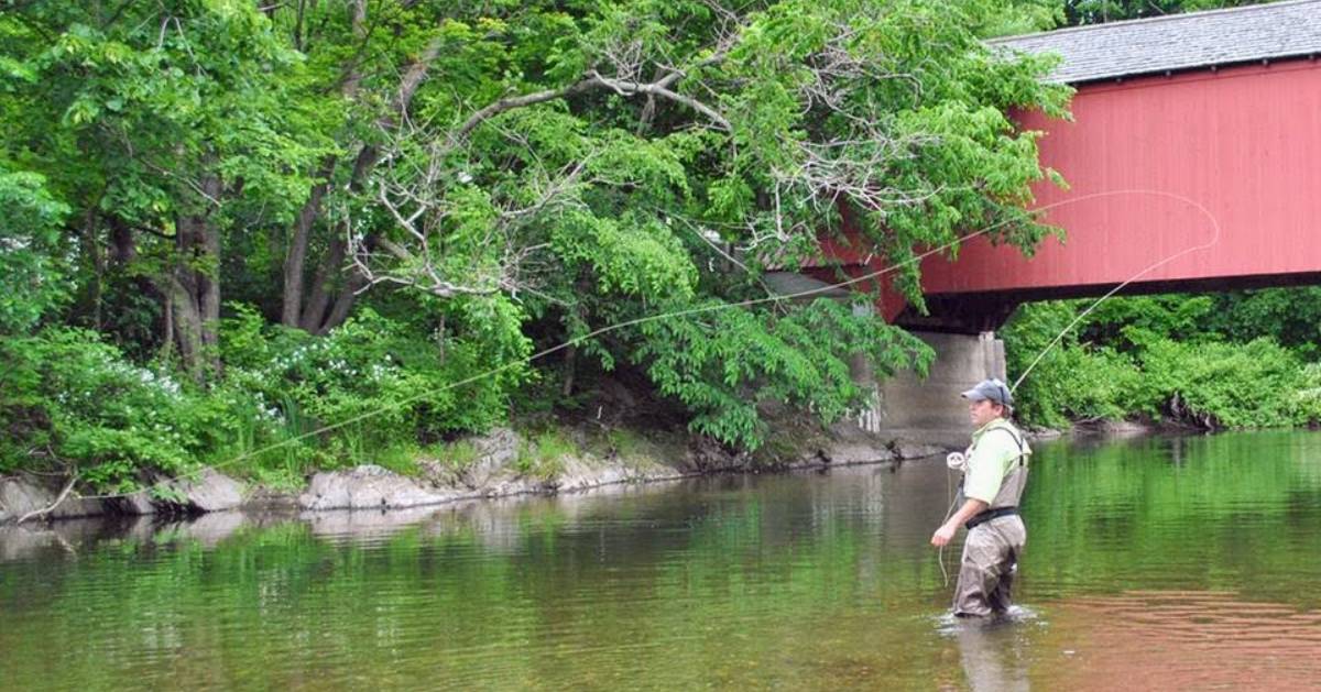 man fly fishing