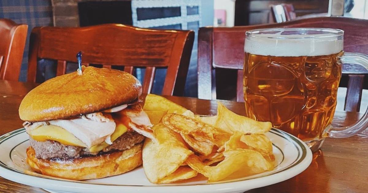 sandwich and beer from the olde english pub