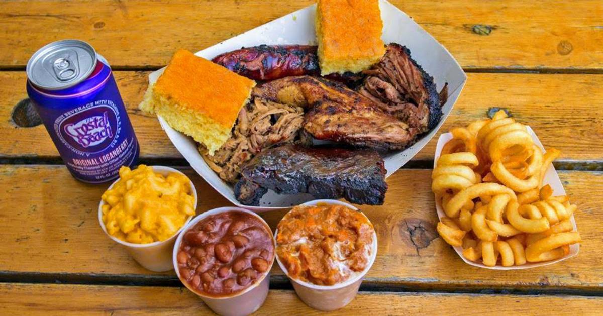 barbecue fare on a picnic table