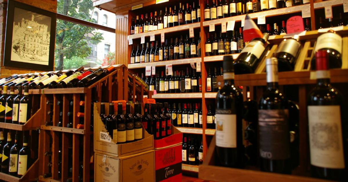 wine bottles in a shop