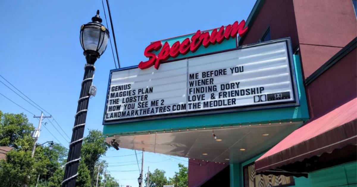 entrance sign for a spectrum 8 theatre