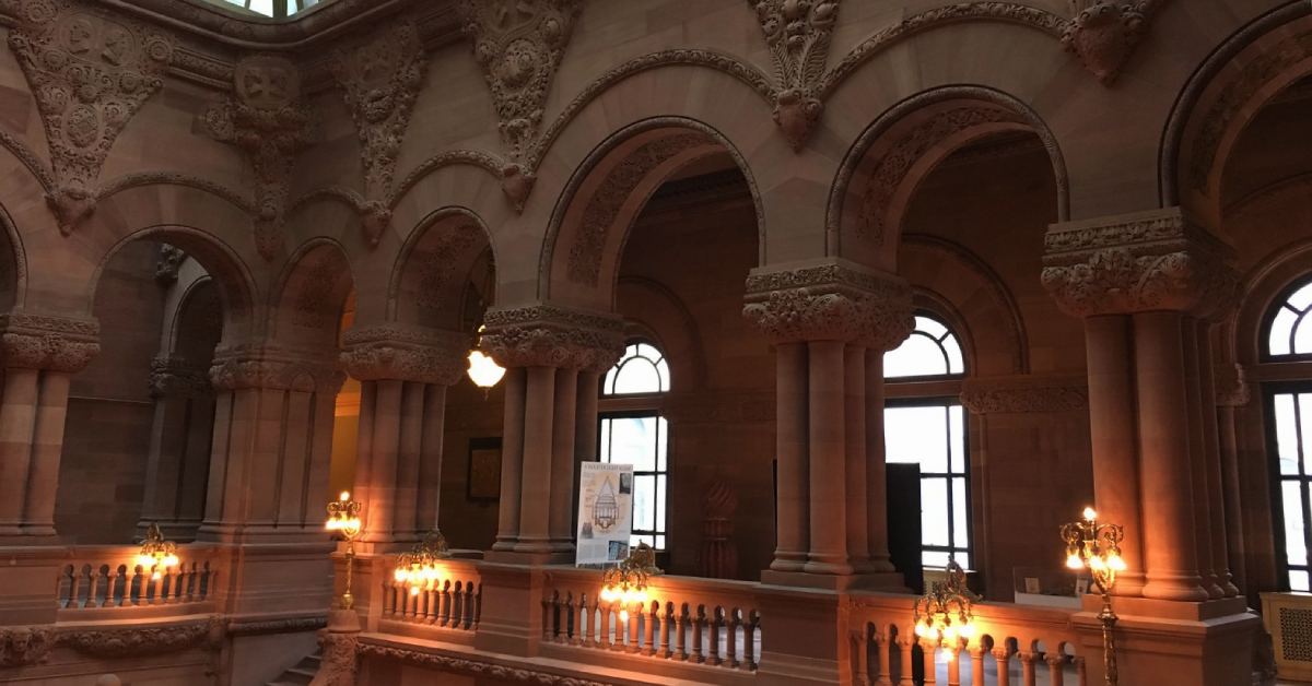 staircase and gallery in the new york state capitol
