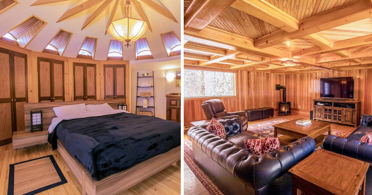 split image with elegant rustic lodging
