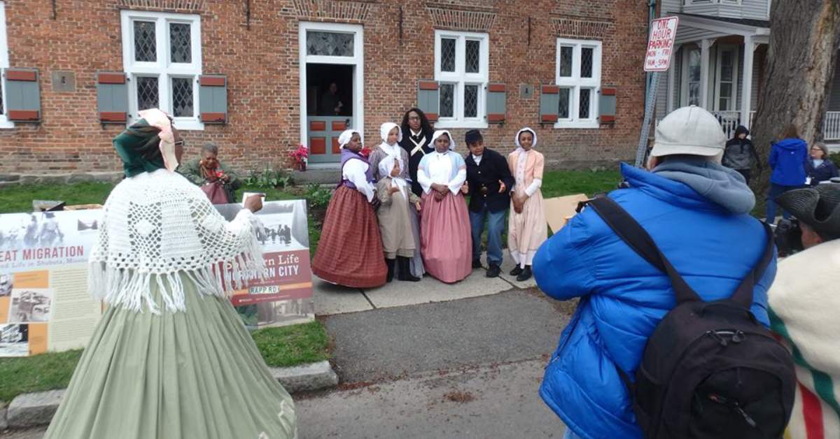 Group gathering at Underground Railroad Education Center