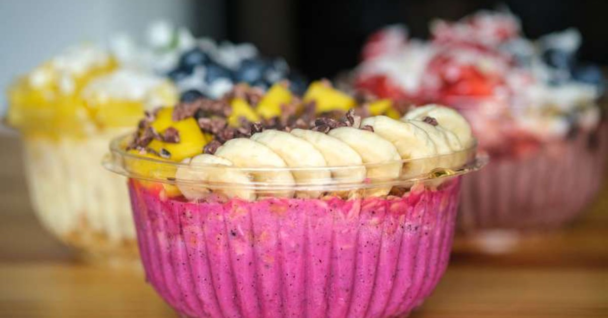 acai bowls on a wooden table