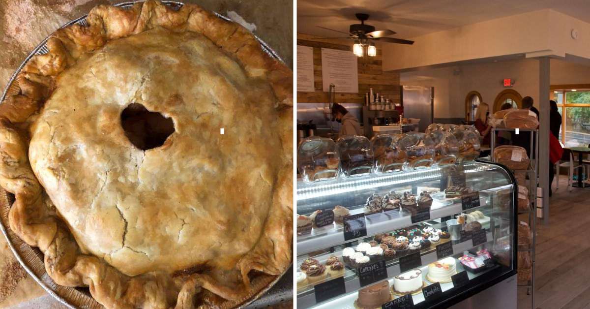 left image of a pie and right image of a bakery counter