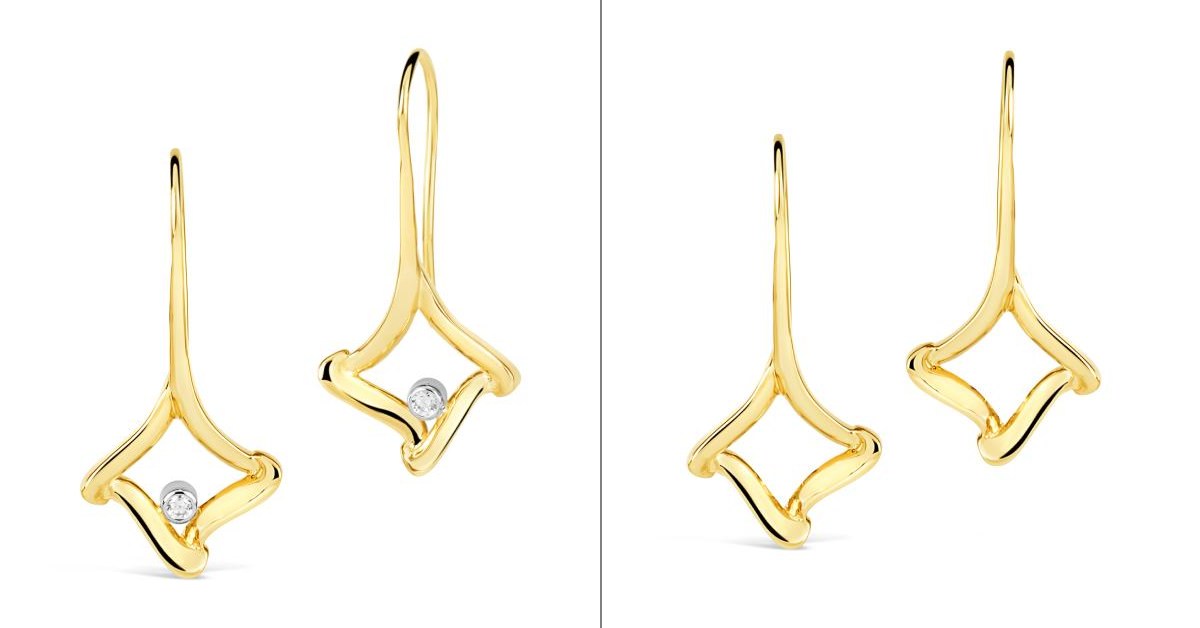 gold earrings with diamonds and gold earrings without diamonds