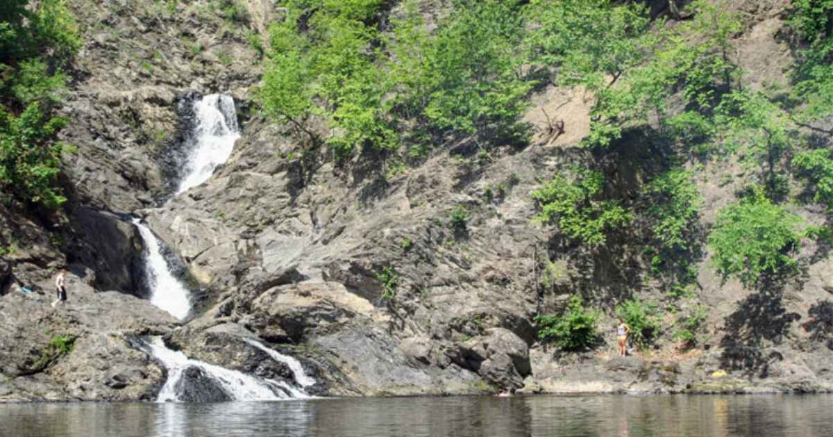 a waterfall over rocks