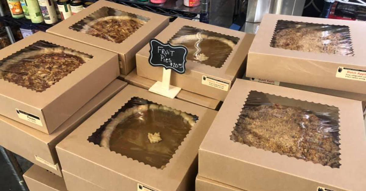 boxed pies on display in a store