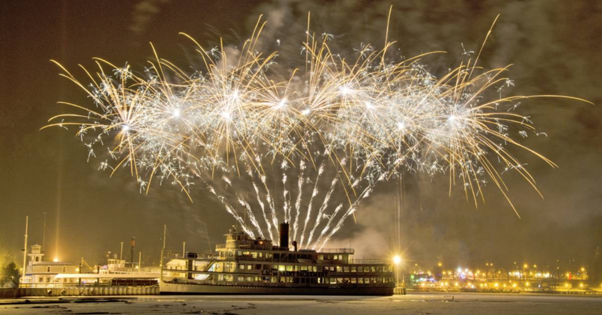 fireworks display from ship