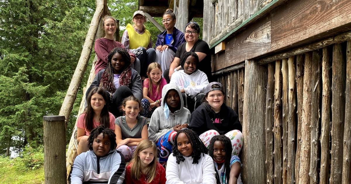 group of campers pose